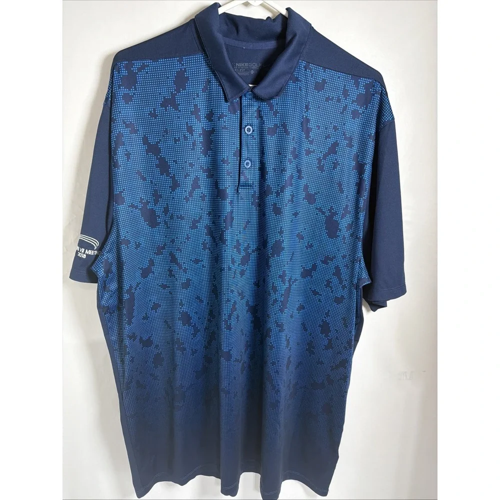 Nike Golf Dri-FIT Polo Shirt Men's XL Blue World Block Camo SS Standard Fit